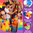 36Pcs Rainbow Flower Leis Bulk Pride Party Necklaces