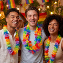 36Pcs Rainbow Flower Leis Bulk Pride Party Necklaces