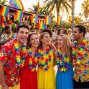 36Pcs Rainbow Flower Leis Bulk Pride Party Necklaces