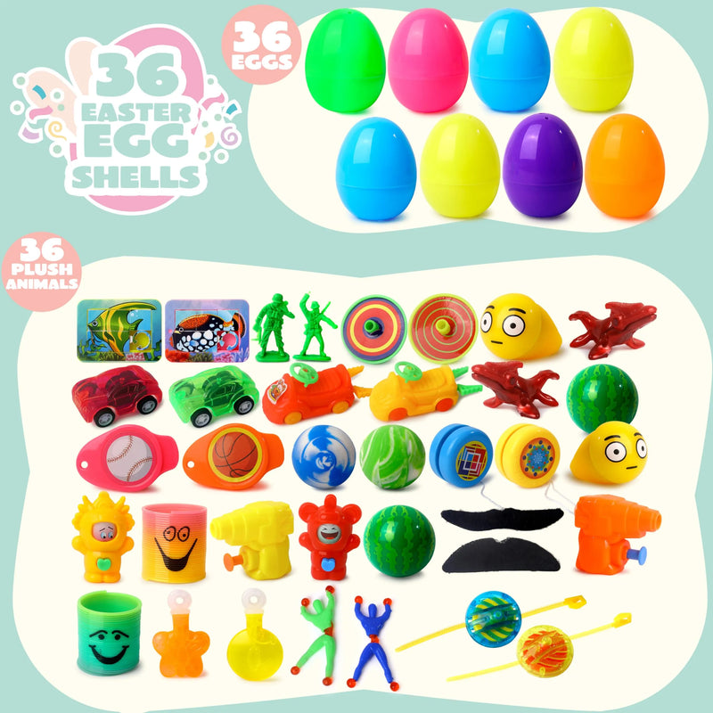 36Pcs Surprise Toys Prefilled Easter Eggs 2.25in