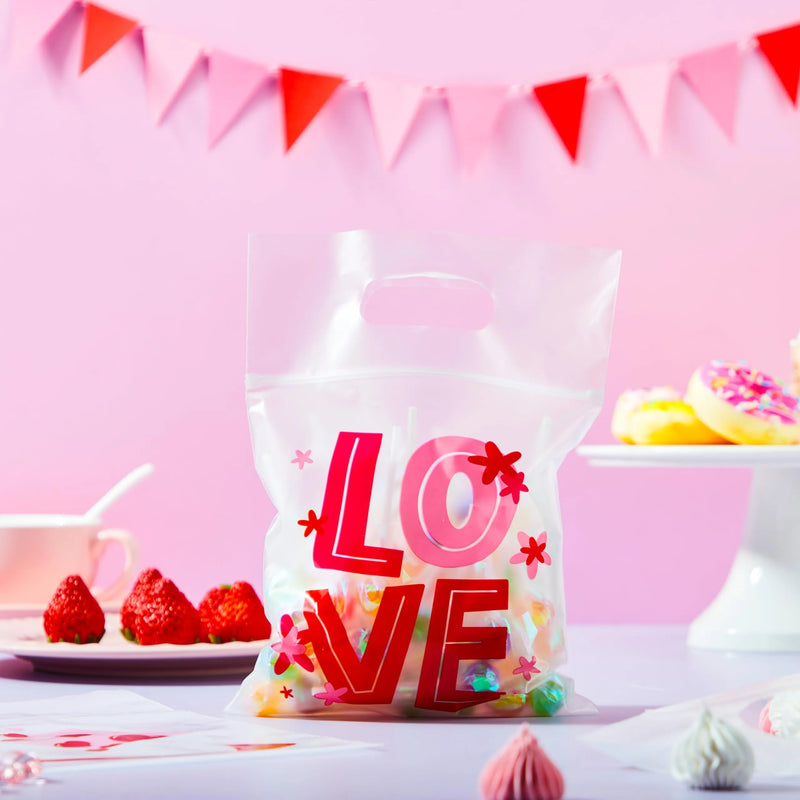 36 Pcs Valentine’s Day Cellophane Gift Bag, Candy Treat Bag with 6 Designs for Kids Party Favor Supplies