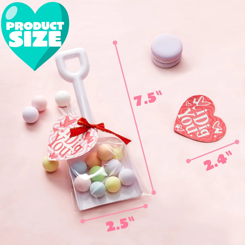 36Pcs Valentines Day I DIG You Cards with Shovel Toy for Kids Classroom Exchange