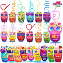 36Pcs Drinking Straws with Kids Valentines Cards for Valentine Party Favors