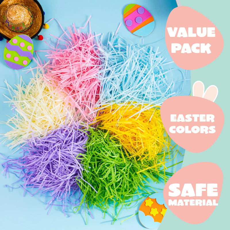 36oz (1000g) Multicolor Rainbow Easter Grass, Recyclable Paper Grass Shred Pastel Colors