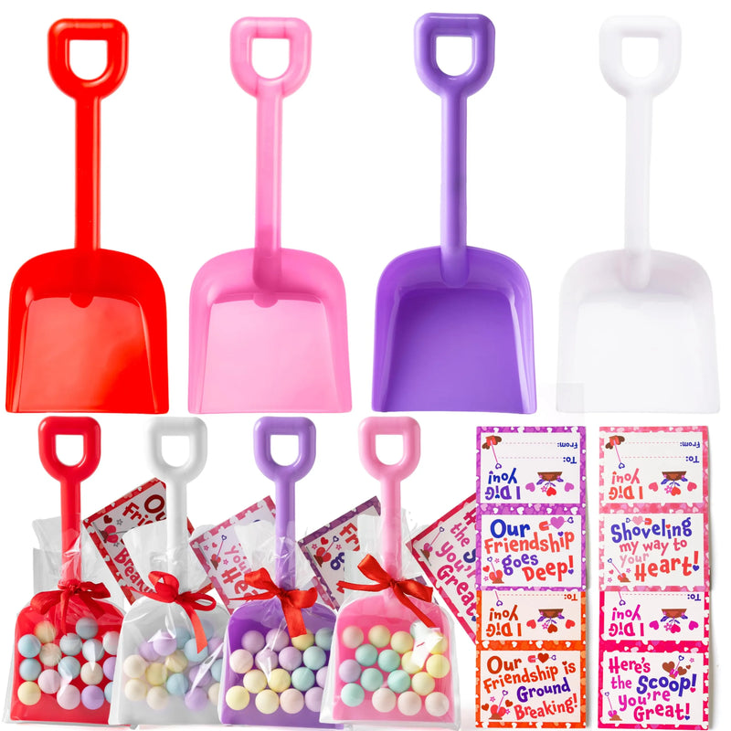 36Pcs Plastic Shovels Toy with Valentines Day Cards for Kids-Classroom Exchange Gifts