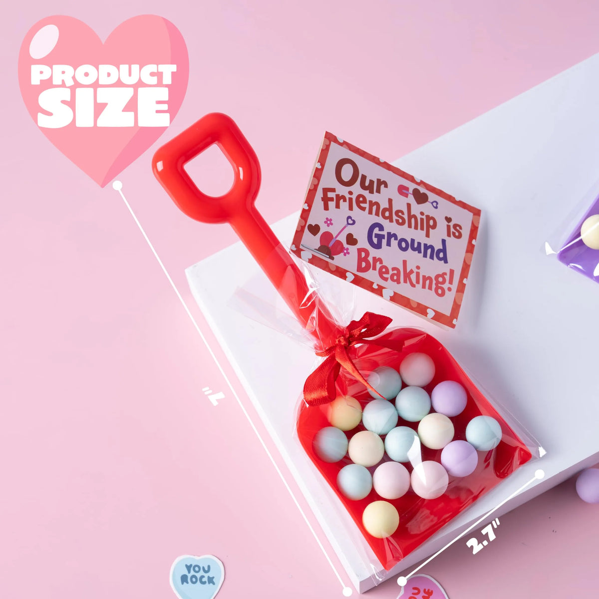 36Pcs Plastic Shovels Toy with Valentines Day Cards for Kids-Classroom