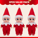 3PCS Christmas Red Tiny Elf Doll Soft Plush Toy Doll for Christmas Decor