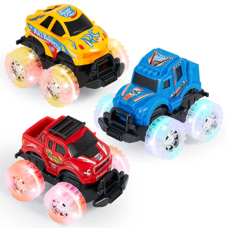 3 Pack Light Up Monster Truck Set for Boys and Girls