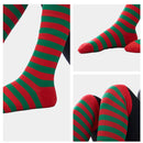 3 Pairs Women Striped Long Socks, Christmas Over Knee Socks, Elf Socks
