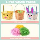 3Pcs Easter Bamboo Baskets, Bunny Chick Carrot Baskets for Baby Girls Boys First Easter