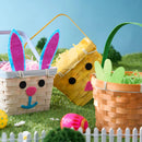 3Pcs Easter Bamboo Baskets, Bunny Chick Carrot Baskets for Baby Girls Boys First Easter