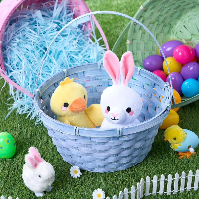 3Pcs Easter Bamboo Baskets with Folding Handle for Easter Egg Hunt