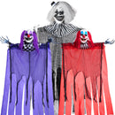 3 Pcs Halloween Hanging Clowns Decorations, one 47in, Two 35.4in Scary Hanging Clowns in Varies Colors