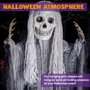 3Pcs Halloween Hanging Grim Reapers, One 55in, Two 35in Skeleton Flying Ghosts