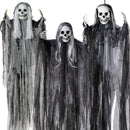 3Pcs Halloween Hanging Grim Reapers, One 55in, Two 35in Skeleton Flying Ghosts
