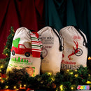 3Pcs Santa Burlap Sack Christmas Gift Bags with Drawstring 26in x 19in