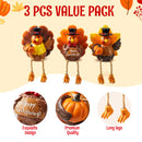 3 Pcs Thanksgiving Turkey Tabletop Centerpieces, Resin Turkey Fall Figurine