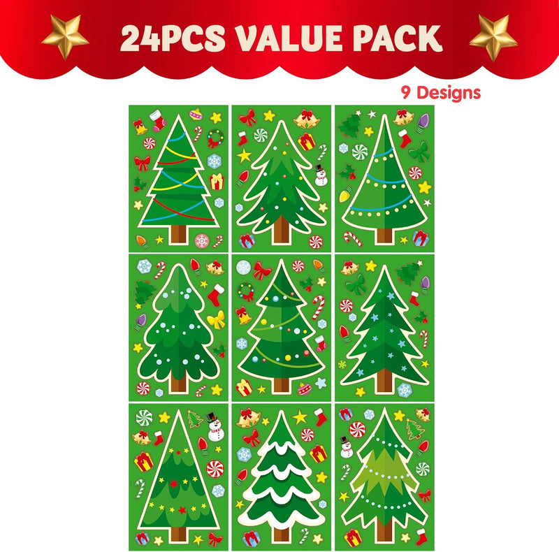 24 Pcs Christmas Tree Stickers, Make Your Own Christmas Tree Stickers Sheets