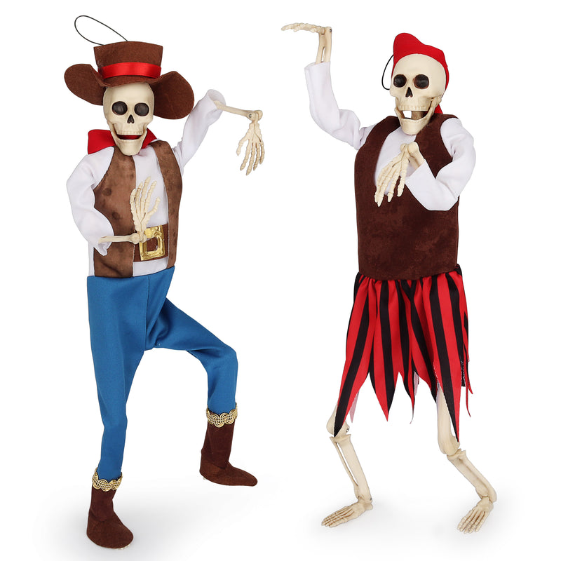 16in Halloween Full Body Pirate Skeleton, 2 Pcs