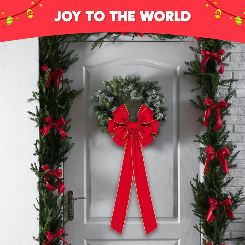 9PCS Big Red Velvet Christmas Bows