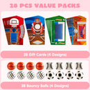 28Pcs Soccer Volleyball Basketball Baseball with Kids Valentines Cards