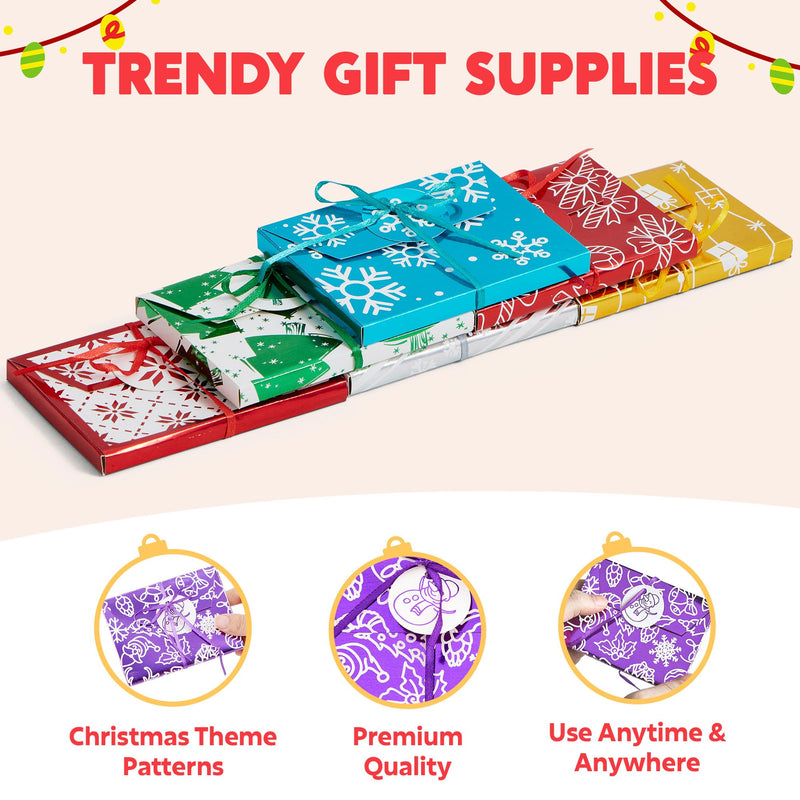 12 PCS Gift Card Boxes, Christmas Fancy Foil Gift Card Boxes with Ribbon