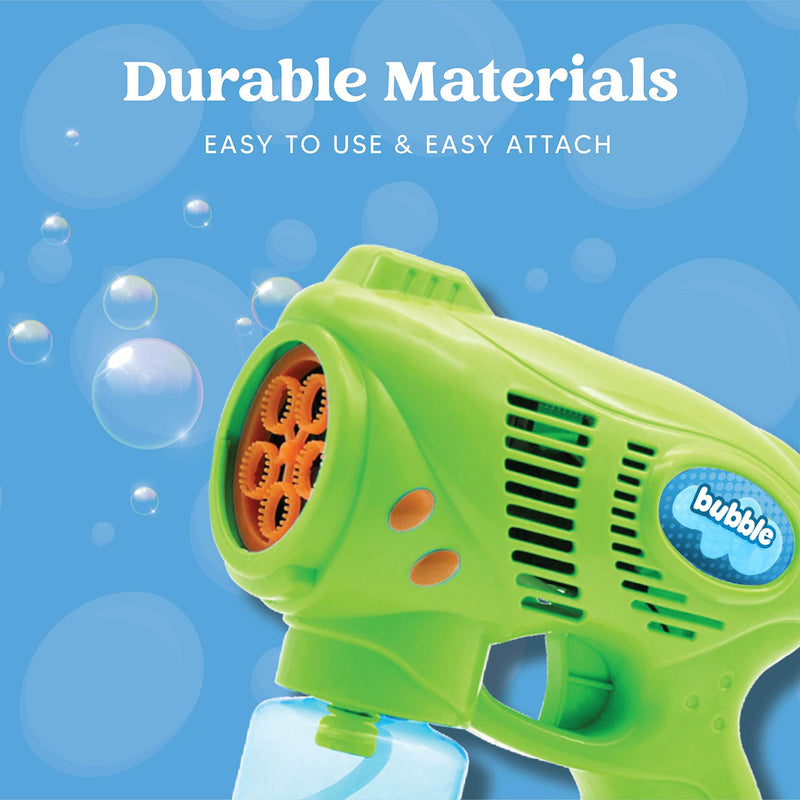 7in Bubble Gun Blower with 2 Bottles of 5 oz. Bubble Refill Solution, 2 Pcs