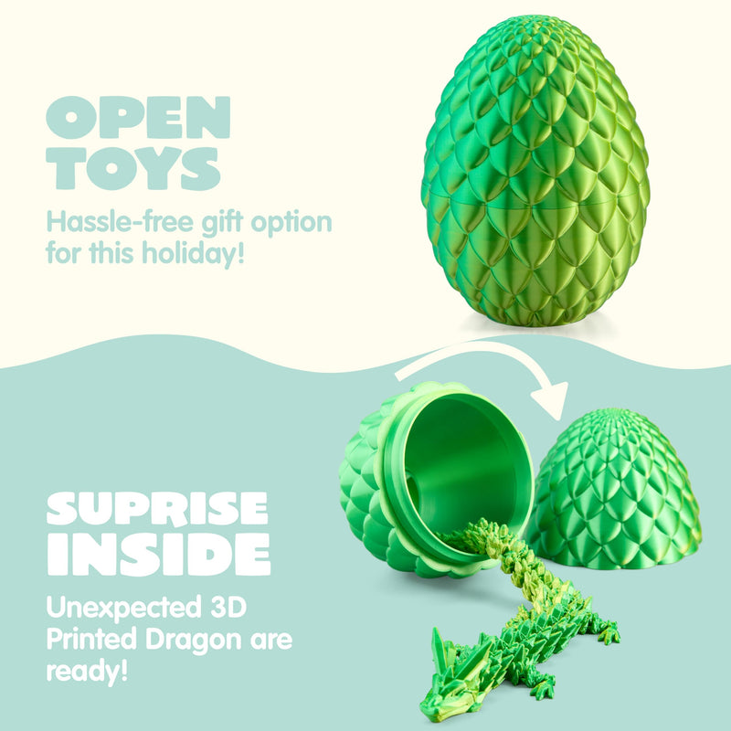 3D Printed Dragon Eggs with 12" Laser Green Dragon Inside