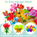 12 Pcs Flower Building Blocks Prefilled Easter Eggs for  Kids Egg Hunt
