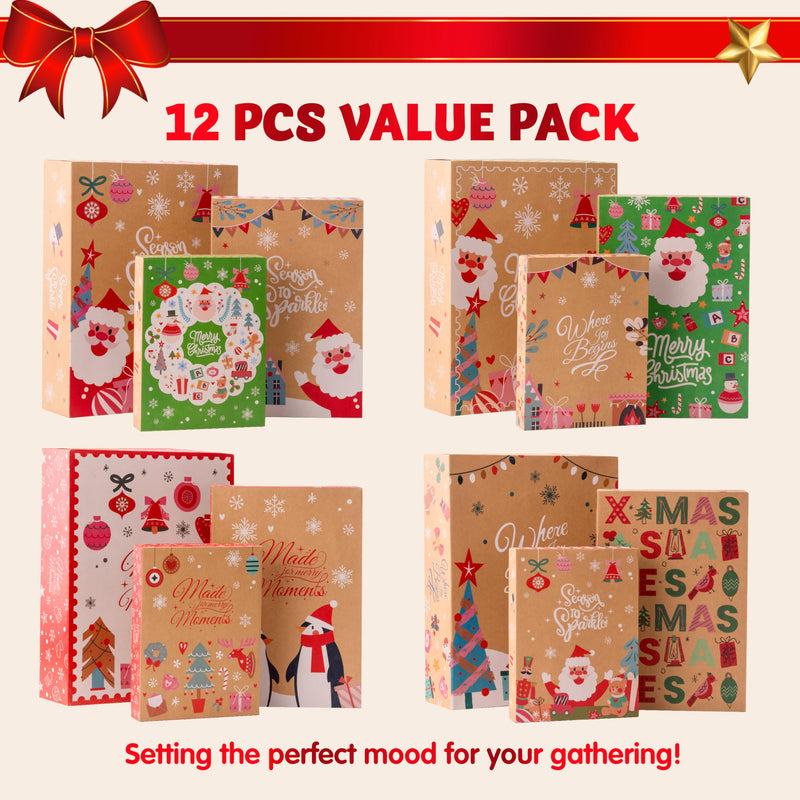12PCS Christmas Shirt Gift Boxes with Lids for Presents