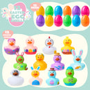 12 Pcs Prefilled Easter Eggs with Rubber Ducks Bath Toys