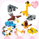 24 Packs Valentines Day Cards with Safari Animal Building Blocks for Gifts Party Favor