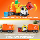 Large Friction Powered Garbage Truck Toy Set - Orange