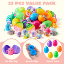 25pcs Prefilled Easter Eggs with Assorted Toys Plus Stickers