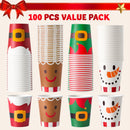 100PCS 9oz Christmas Disposable Paper Cups