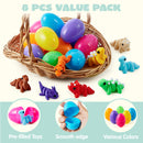 8Pcs Prefilled Easter Eggs with Mini Dinosaur
