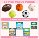 30Pcs Mini Sports Squeeze Balls with Kids Valentines Cards for Classroom Exchange
