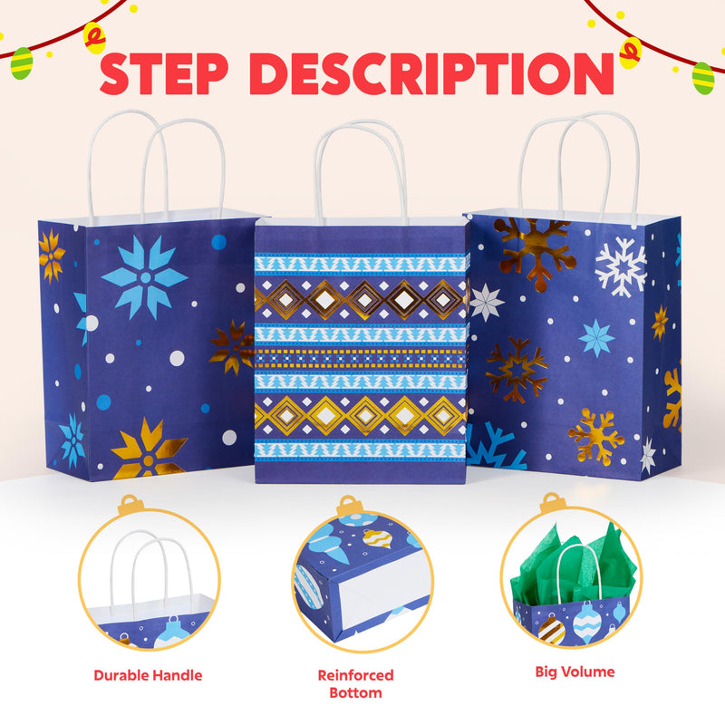 24 PCS Christmas Kraft Gift Bags