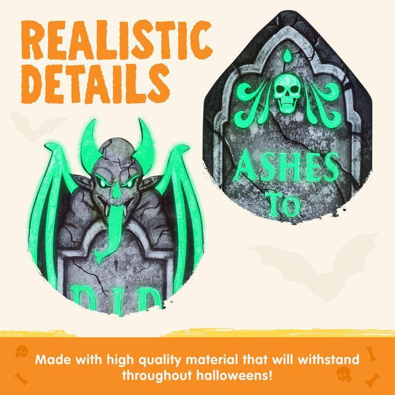 Halloween Decorations Outdoor Graveyard Tombstones Fluorescent