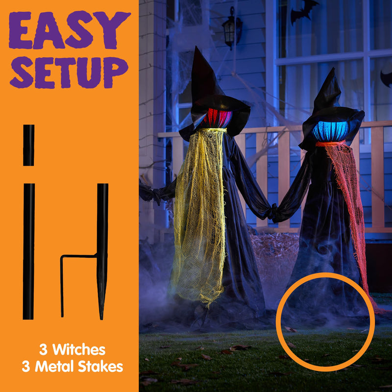 48in Halloween Witch Yard Stakes, 3 Pack