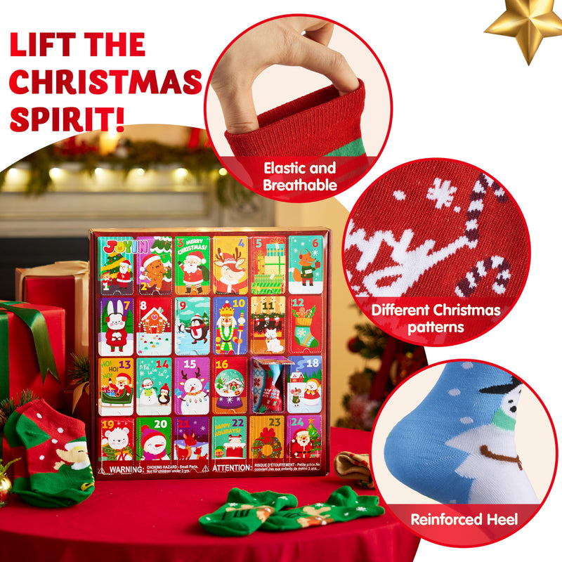 24 Days Christmas Advent Calendar Warm Cotton Socks for Adults