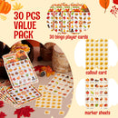 30 PCS Thanksgiving Bingo Game Cards for Kids Family Activities