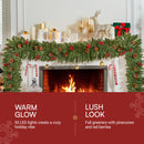 9FT Artificial Christmas Garland with Pine Cones and Red Berries