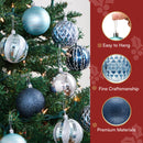 12 Pcs 3.15'' Blue Silve Christmas Balls Ornaments Set