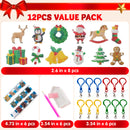 12 Pcs Christmas Diamond Art Ornaments Kit, 5D DIY Craft with Keychains for Kids