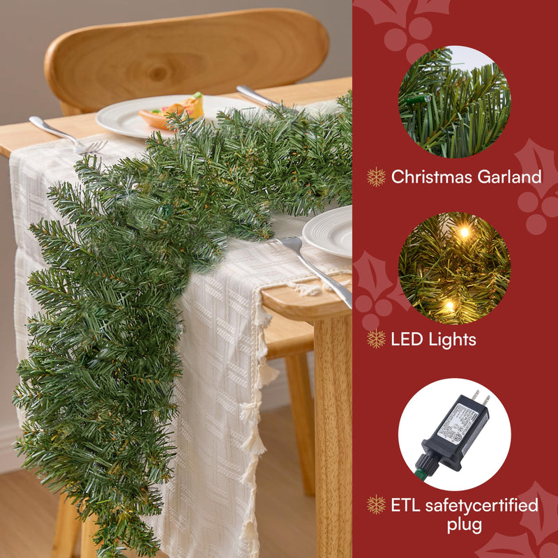 9Ft Christmas Garland Prelit with 50 Count Light