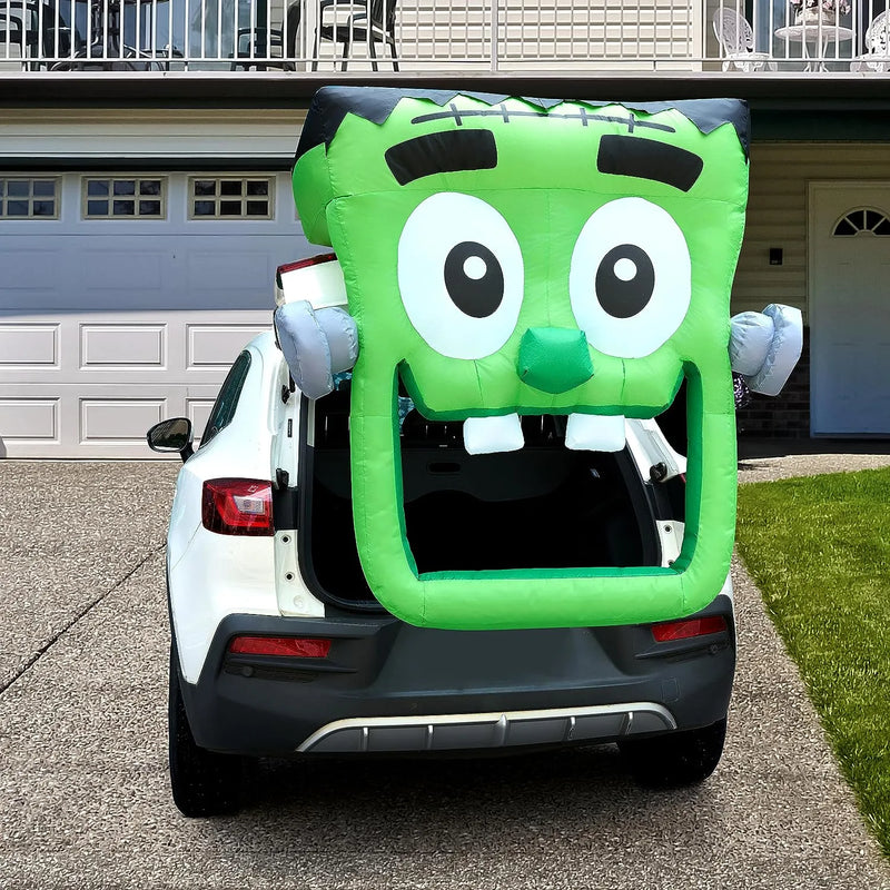 4.3ft Halloween Inflatable Green Face Zombie Trunk Or Treat