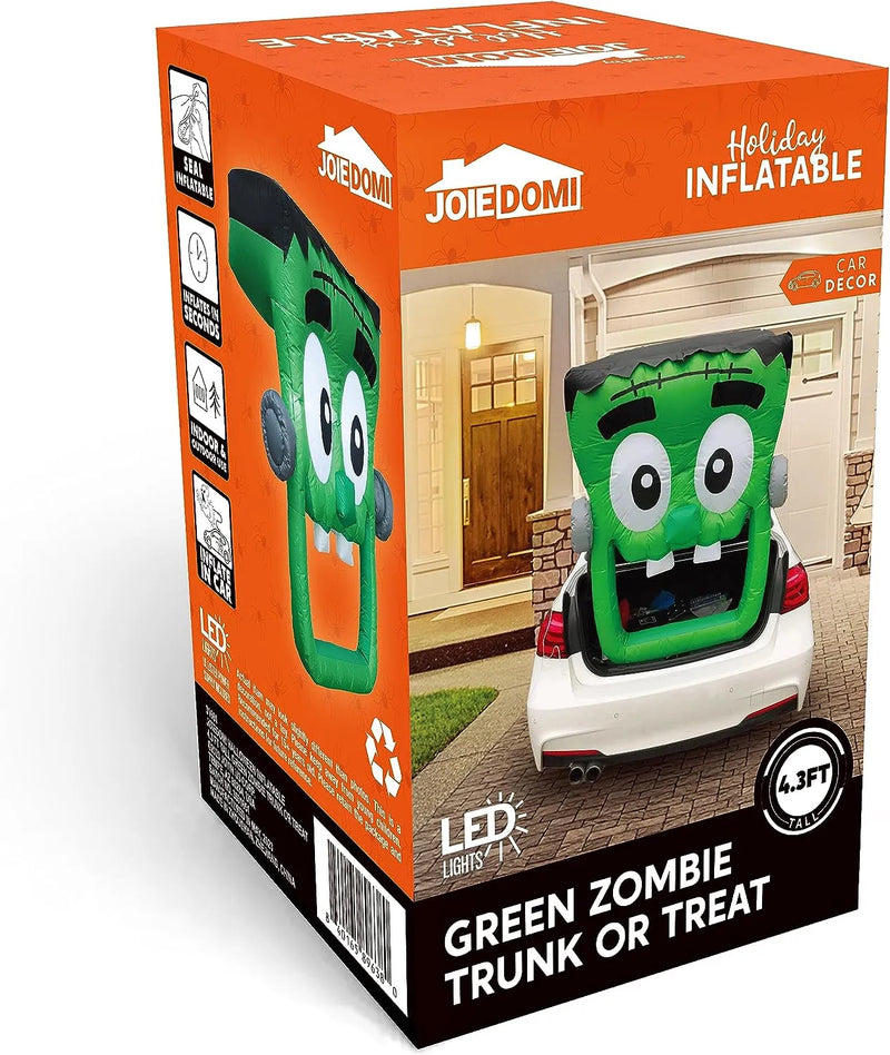 4.3ft Halloween Inflatable Green Face Zombie Trunk Or Treat