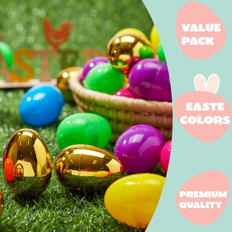 44Pcs 2.3in Easter Egg Shells + 6 Golden Egg Shells for Easter Hunt