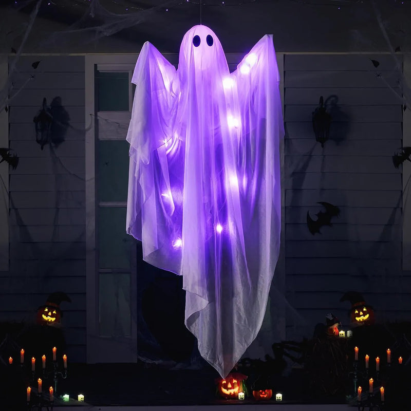 47in Halloween Hanging Spooky Purple LED Light Ghost